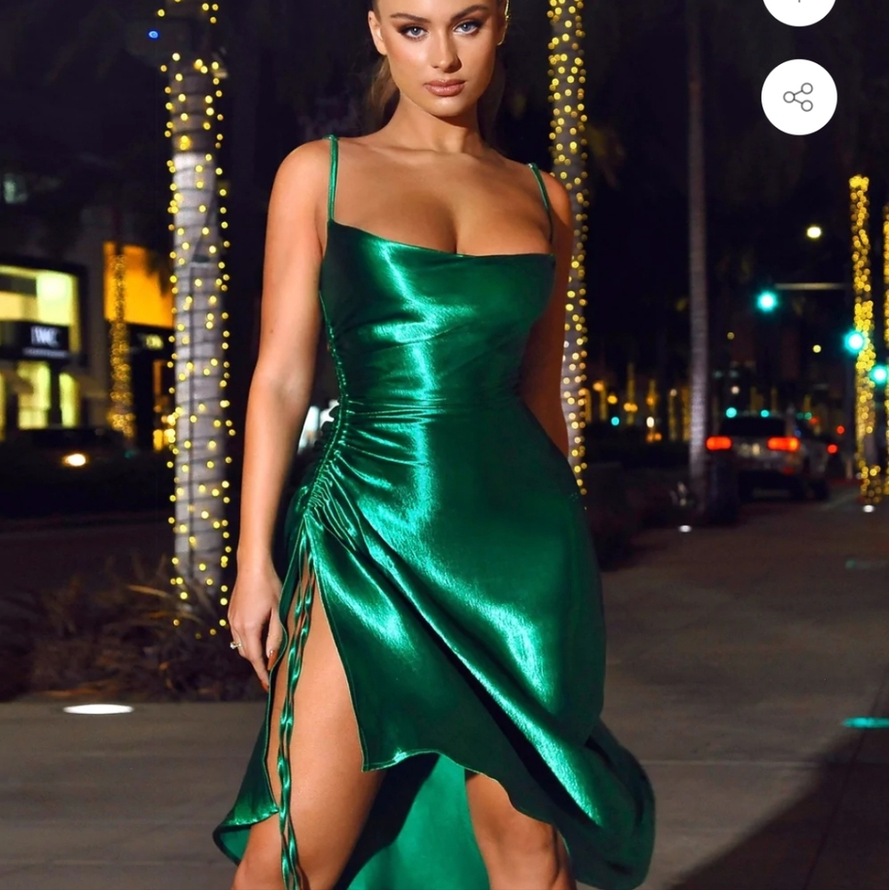 Satin Side Slit Dress